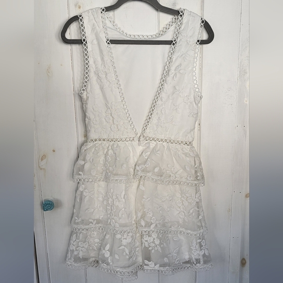 Look So Sweet White Floral Embroidered Organza Mini Dress - Picture 6 of 14